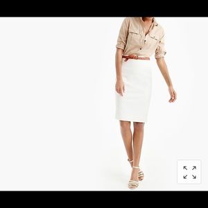 J. Crew No. 2 Pencil Skirt White Bi-stretch Cotton